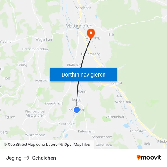 Jeging to Schalchen map