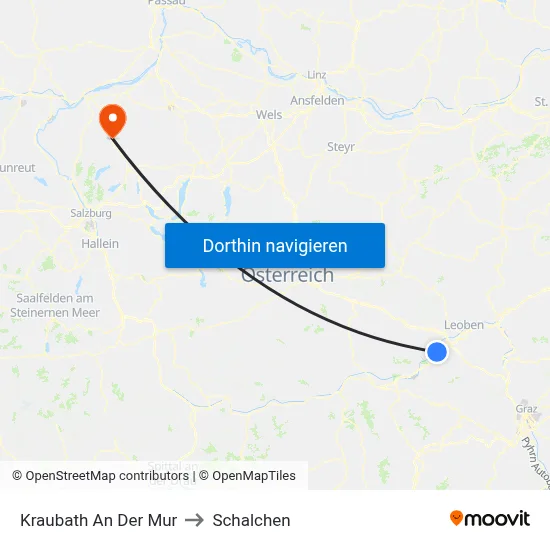 Kraubath An Der Mur to Schalchen map