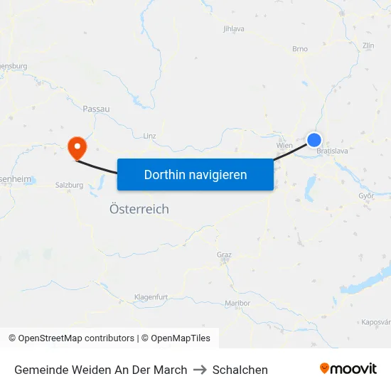 Gemeinde Weiden An Der March to Schalchen map