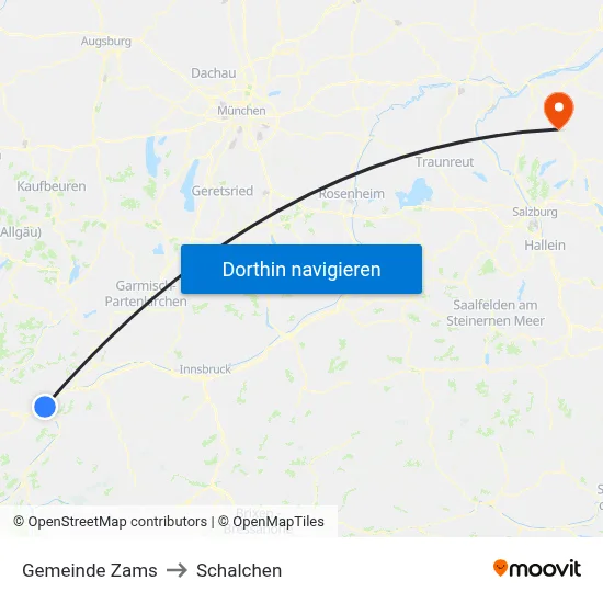 Gemeinde Zams to Schalchen map