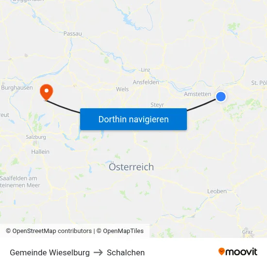 Gemeinde Wieselburg to Schalchen map