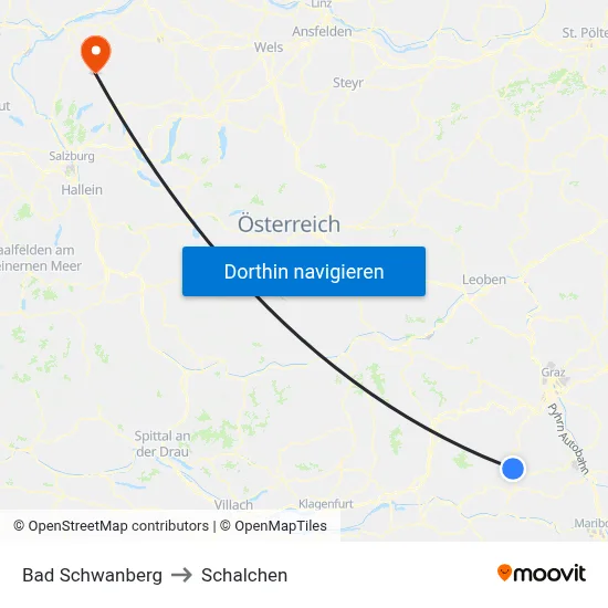 Bad Schwanberg to Schalchen map