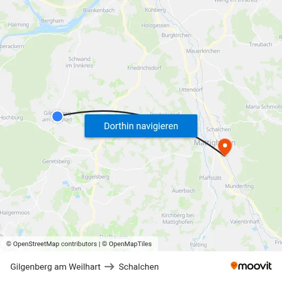 Gilgenberg am Weilhart to Schalchen map