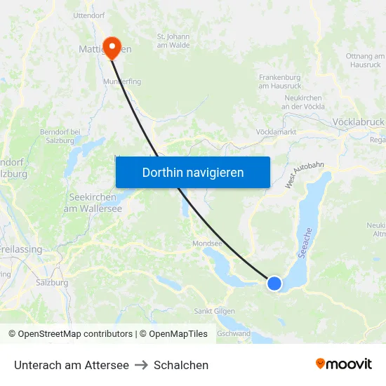 Unterach am Attersee to Schalchen map
