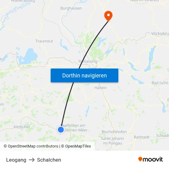 Leogang to Schalchen map