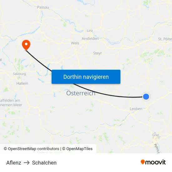 Aflenz to Schalchen map