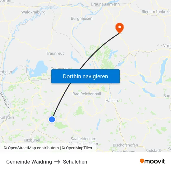 Gemeinde Waidring to Schalchen map