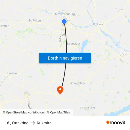 16., Ottakring to Kukmirn map