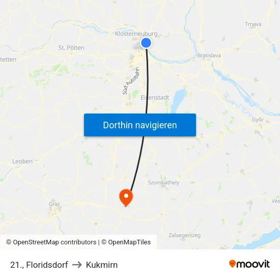 21., Floridsdorf to Kukmirn map