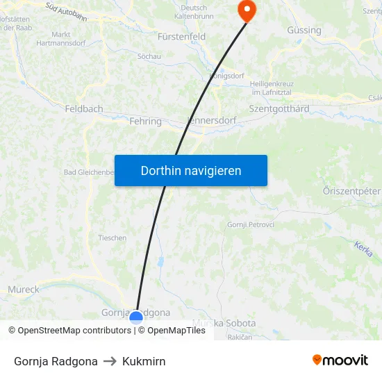 Gornja Radgona to Kukmirn map