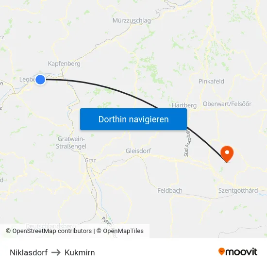 Niklasdorf to Kukmirn map