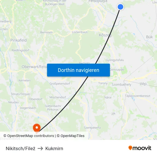 Nikitsch/Filež to Kukmirn map