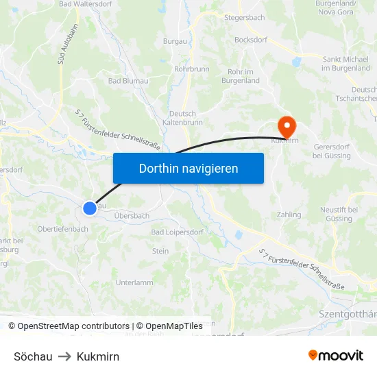 Söchau to Kukmirn map