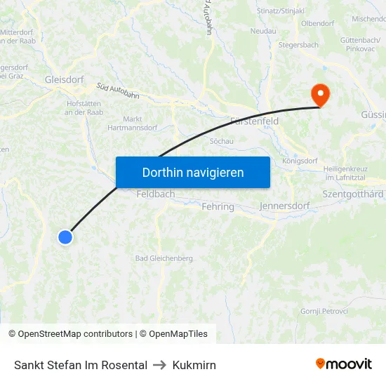 Sankt Stefan Im Rosental to Kukmirn map