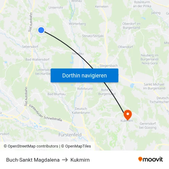Buch-Sankt Magdalena to Kukmirn map