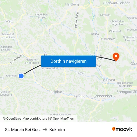 St. Marein Bei Graz to Kukmirn map