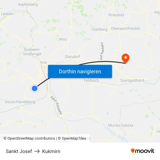 Sankt Josef to Kukmirn map