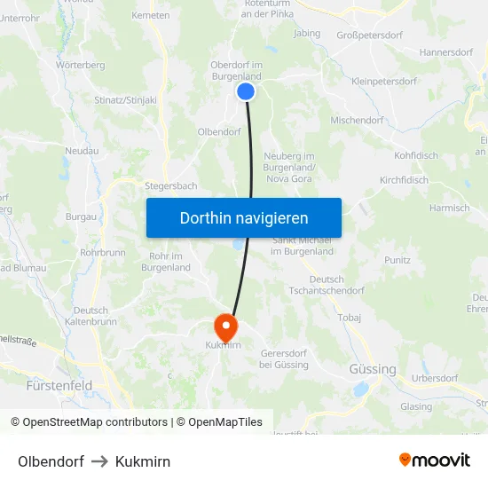 Olbendorf to Kukmirn map