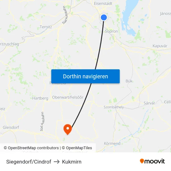 Siegendorf/Cindrof to Kukmirn map