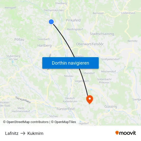 Lafnitz to Kukmirn map