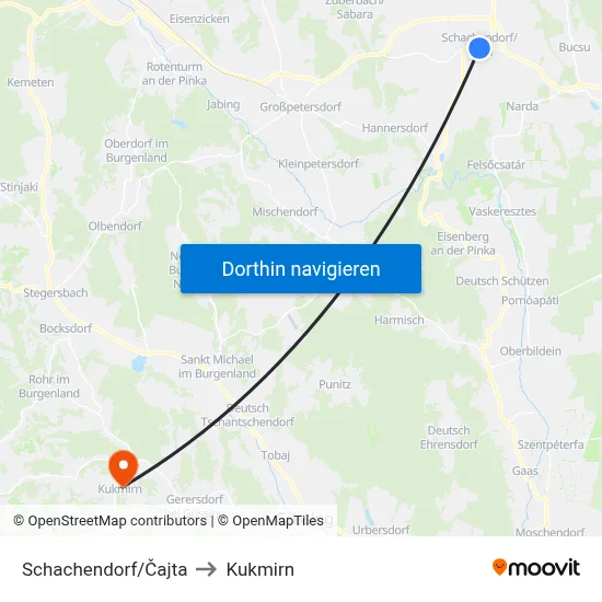 Schachendorf/Čajta to Kukmirn map