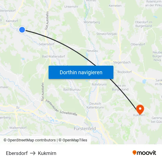 Ebersdorf to Kukmirn map
