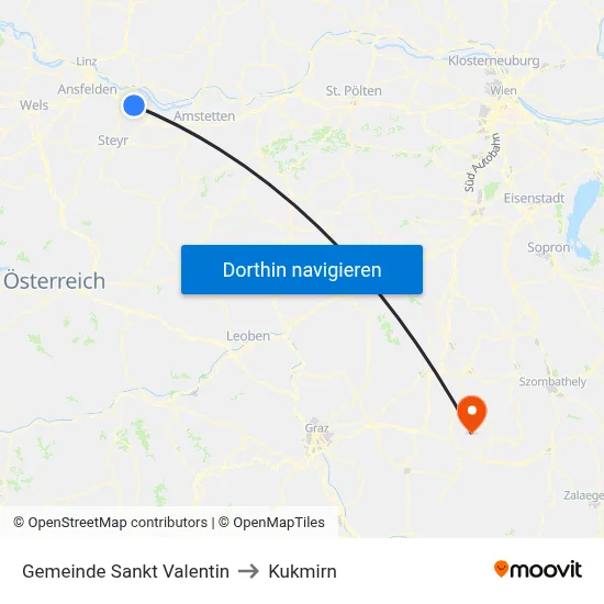 Gemeinde Sankt Valentin to Kukmirn map