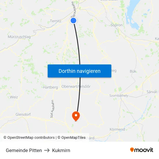 Gemeinde Pitten to Kukmirn map