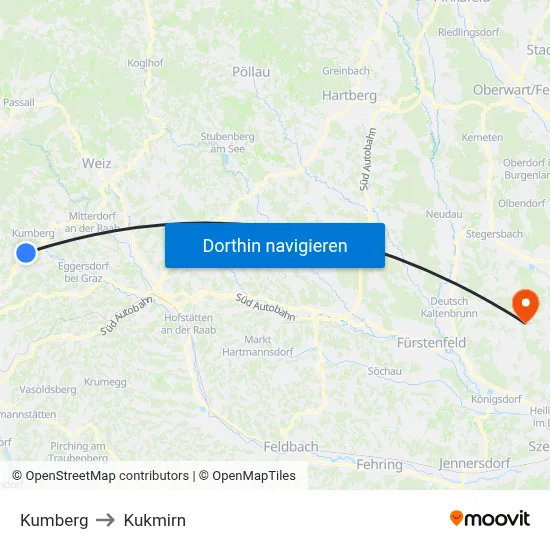 Kumberg to Kukmirn map