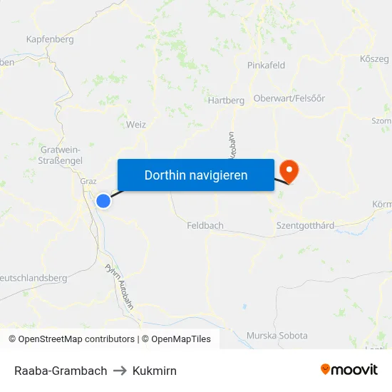 Raaba-Grambach to Kukmirn map