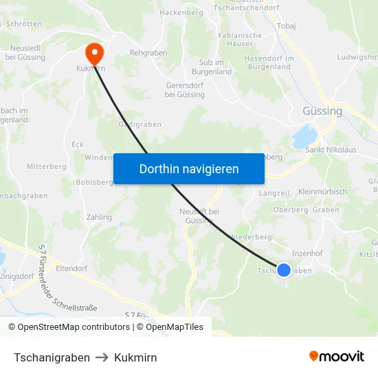 Tschanigraben to Kukmirn map