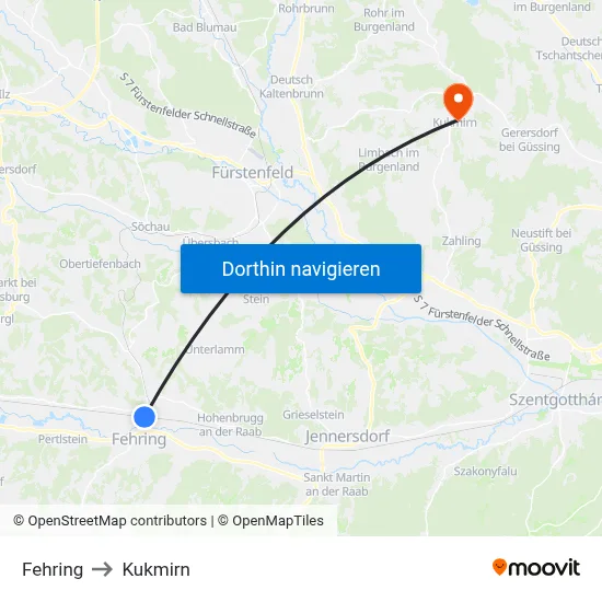 Fehring to Kukmirn map
