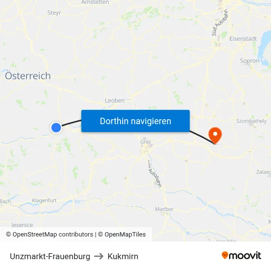 Unzmarkt-Frauenburg to Kukmirn map