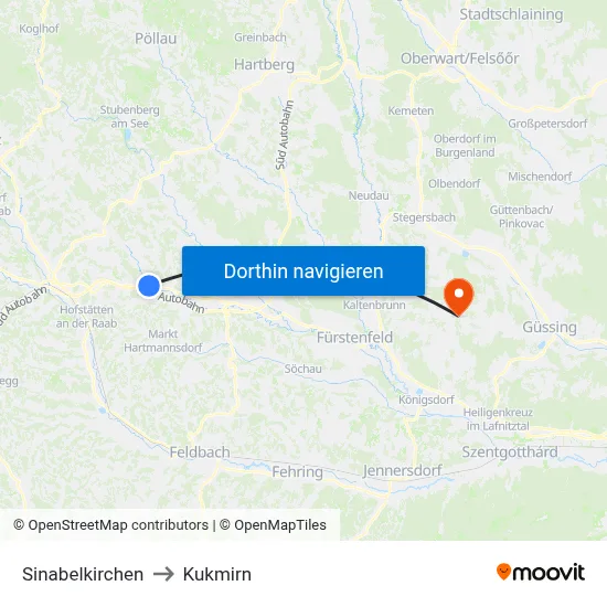 Sinabelkirchen to Kukmirn map