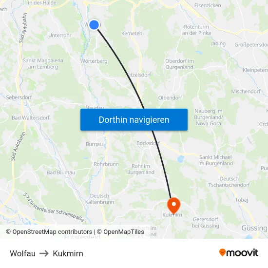 Wolfau to Kukmirn map