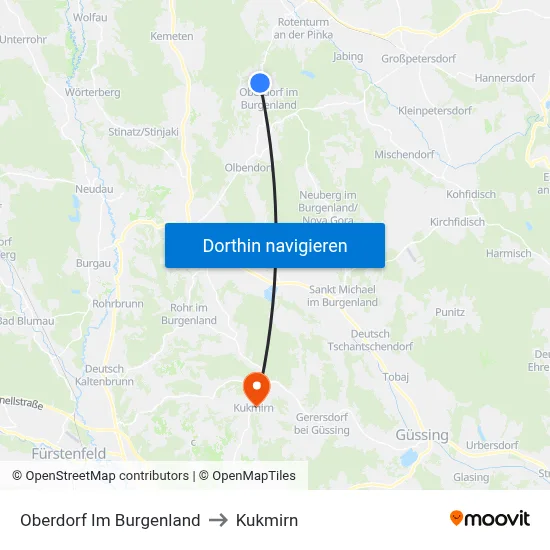 Oberdorf Im Burgenland to Kukmirn map