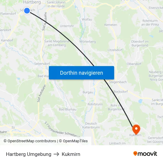 Hartberg Umgebung to Kukmirn map
