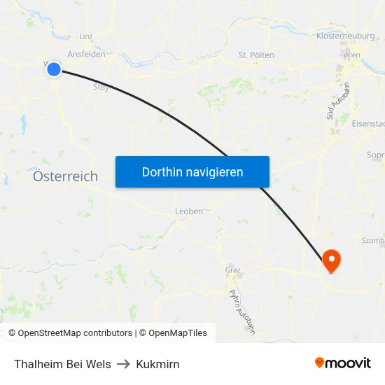 Thalheim Bei Wels to Kukmirn map