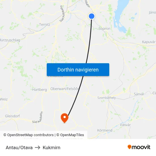Antau/Otava to Kukmirn map