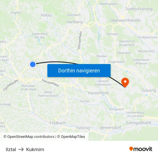 Ilztal to Kukmirn map