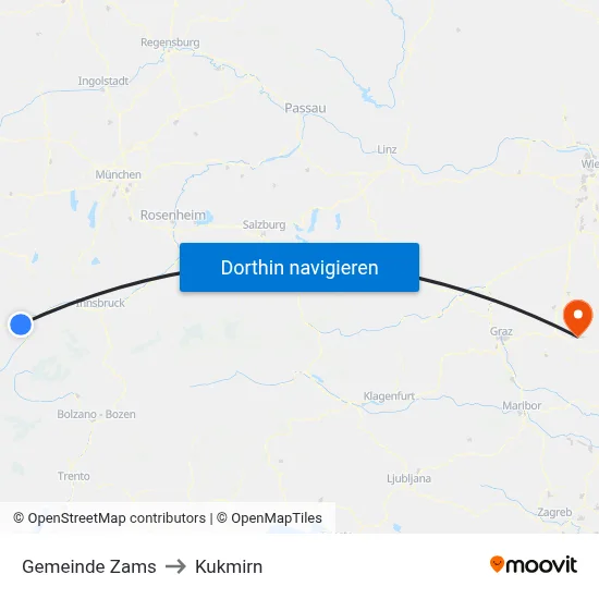 Gemeinde Zams to Kukmirn map