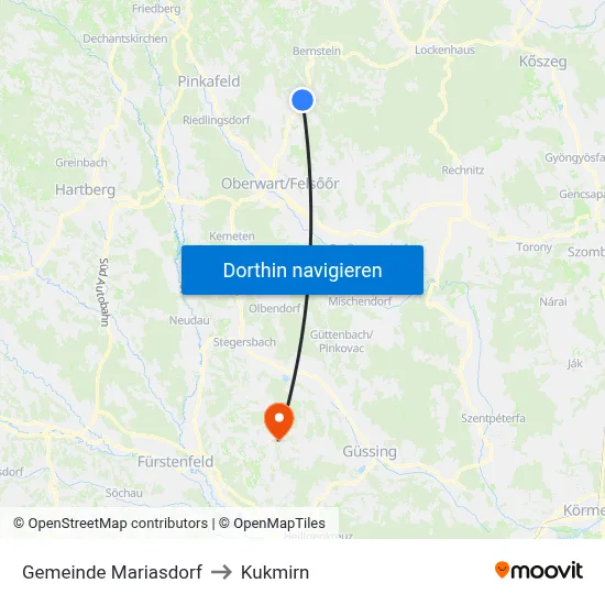 Gemeinde Mariasdorf to Kukmirn map