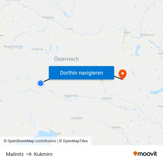 Mallnitz to Kukmirn map