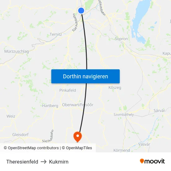 Theresienfeld to Kukmirn map