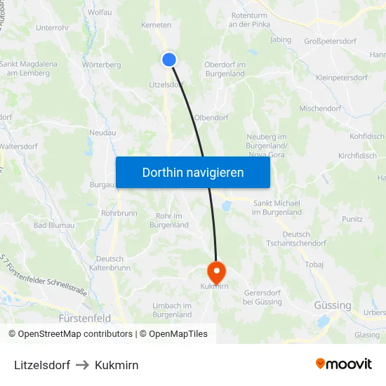 Litzelsdorf to Kukmirn map