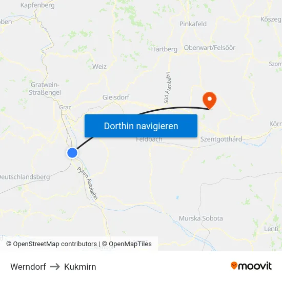 Werndorf to Kukmirn map