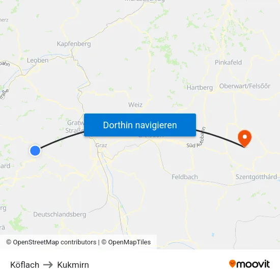 Köflach to Kukmirn map