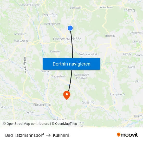 Bad Tatzmannsdorf to Kukmirn map