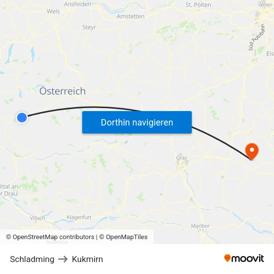 Schladming to Kukmirn map