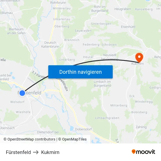 Fürstenfeld to Kukmirn map